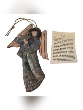 Honora Bird Raku Pottery Christmas Angel Holding A Star Ornament